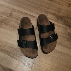 Black Double Strap Sandals